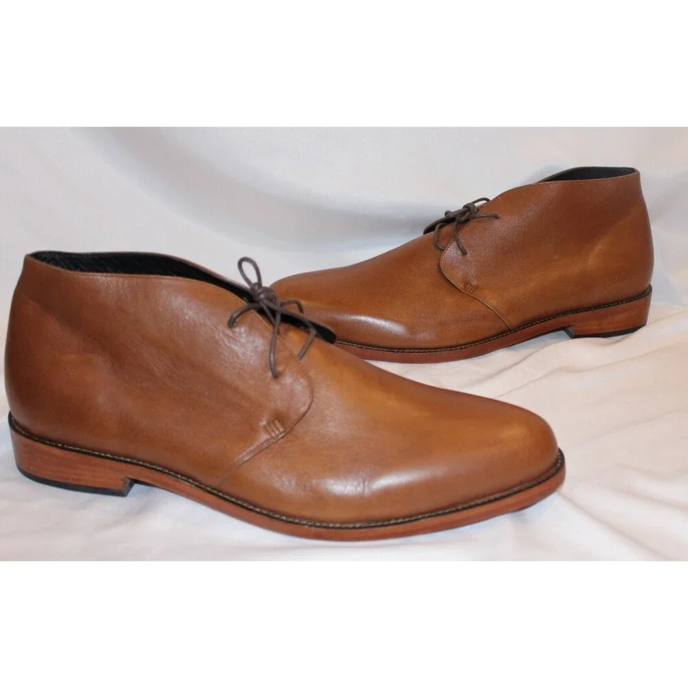 NISOLO MEN'S CHUKKA LEATHER BOOTS‎ TOBACCO BROWN